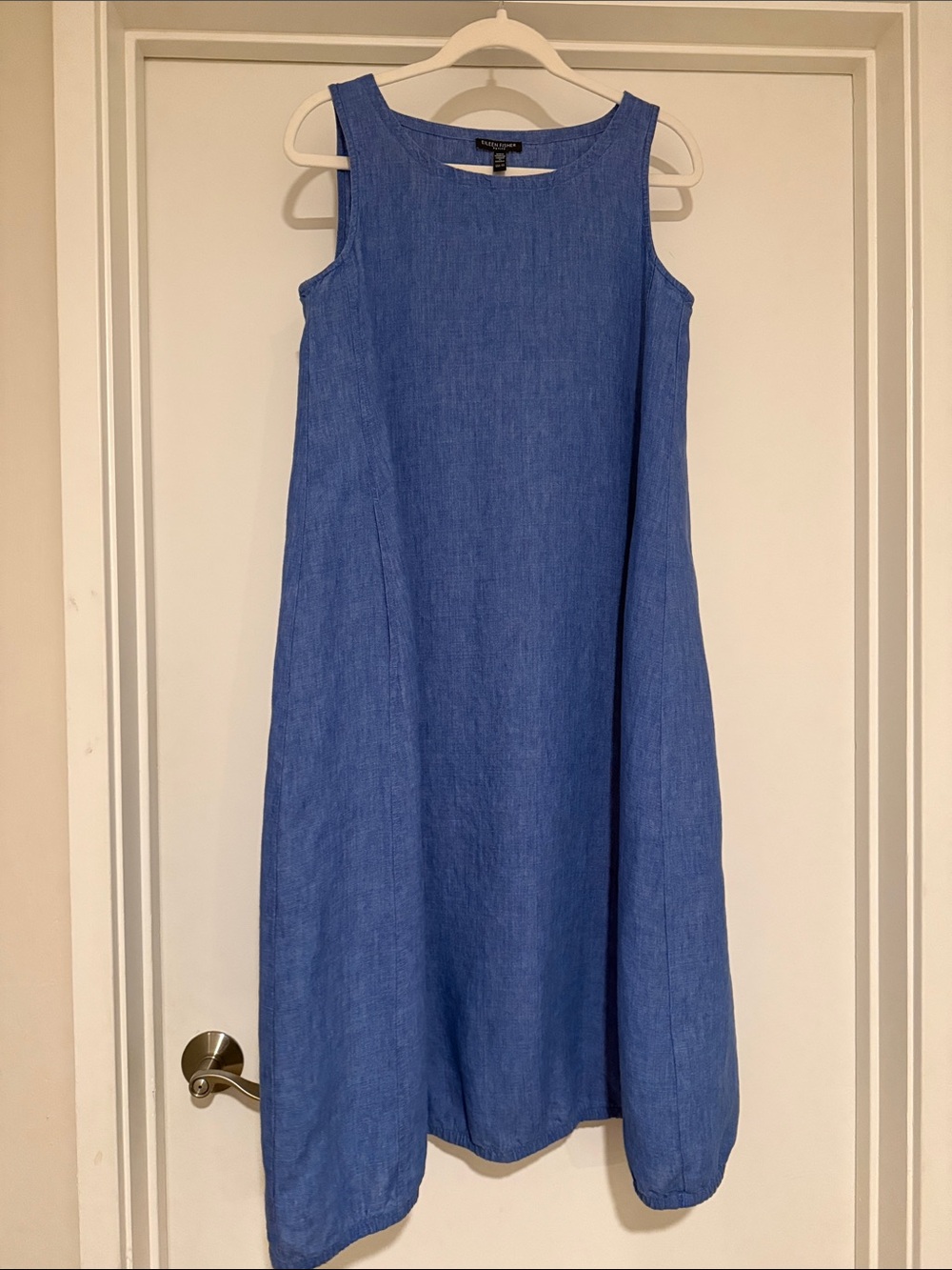 Eileen Fisher Blue Sleeveless Linen Midi Dress - Picture 4 of 7